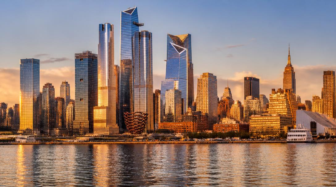 Hudson Yards and Midtown Manhattan skyline from the Hudson River