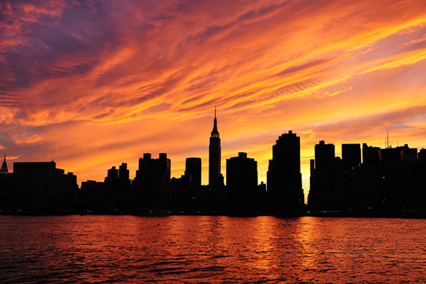 NYC Skyline At Sunset